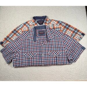 Johnston & Murphy Lot of 2 Mens M Plaid Short Sleeve Button‎ Down Shirt Bundle